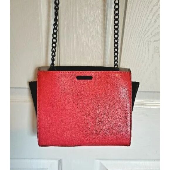 Vince Camuto Geri Leather Art Deco Purse Pink & Black Colorblock Crossbody Bag - Picture 9 of 9